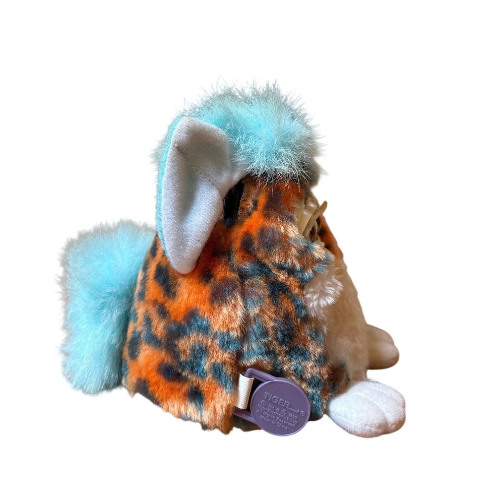 Tiger Furby Babies Vintage 1999 Blue Turtle Leopard Print Orange Blue SIZE Small - Picture 2 of 7